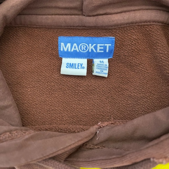 MARKET SMILEY HATERS HOODIE Brown with Smiley Graphic Men’s Sz M MSRP $98 - Picture 5 of 8